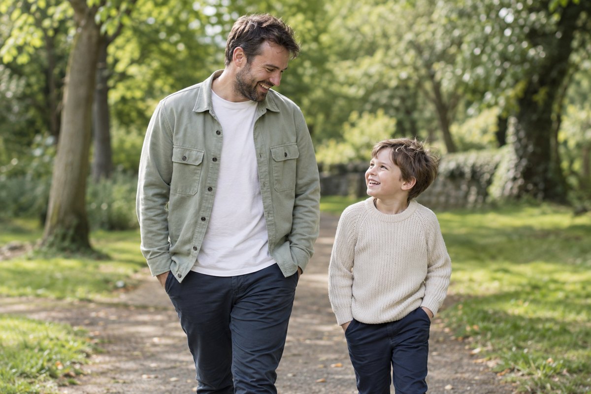 A father and young son enjoying time outdoors